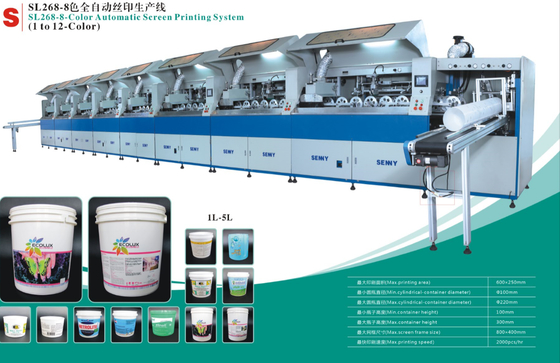 1-5L 35 Stück/Min 1-8 Farbkunststoffe Runder Eimer UV-Bildschirmdruckmaschine