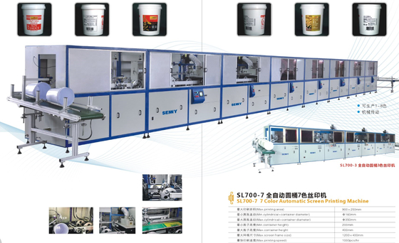 7-20L 18 Stück/Min 1-7 Farben Kunststoff Runder Eimer UV-Bildschirmdruckmaschine