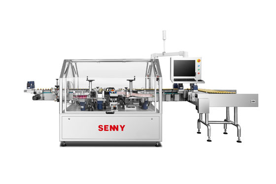 Three-Point- in Position bringende Etikettiermaschine der runden Flaschen-750pcs/min
