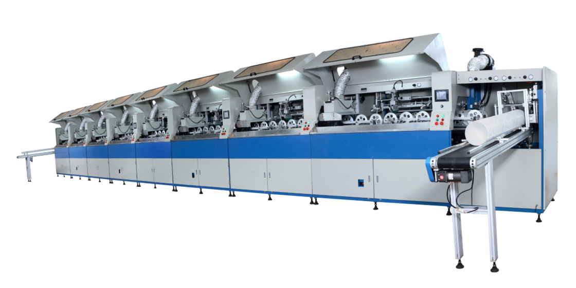 2000 Stück/Std. Mehrfarbige Bildschirmdruckmaschine für zylindrischen Eimer Max Container Durchmesser 220 mm